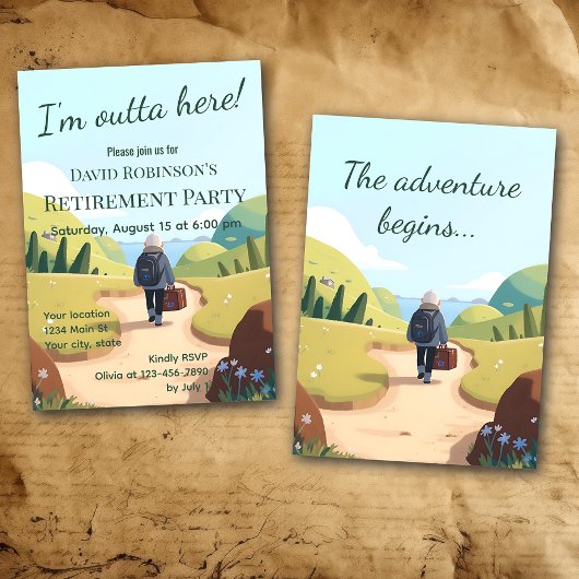 Invitation I'm Outta Here Retirement Party Retro