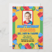 Invitation Image d'anniversaire de construction de blocs pour (Devant)