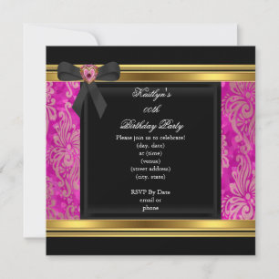 Invitation Image de bijou en damas noir Party Black Pink