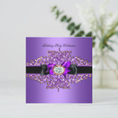 Invitation Image de bijoux violets et dorés pour fête d'anniv (Debout devant)