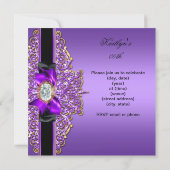 Invitation Image de bijoux violets et dorés pour fête d'anniv (Dos)