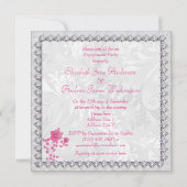 Invitation Image de bling de diamants floral damasqué Engagem (Dos)