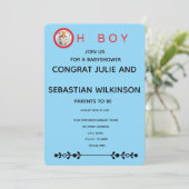 Invitation Image de chat Oh Boy pour Baby Shower (Debout devant)