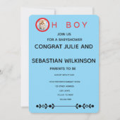 Invitation Image de chat Oh Boy pour Baby Shower (Devant)