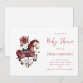 Invitation Image de cheval de carrousel fantaisiste pour une  (Devant / Derrière)