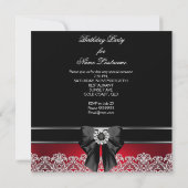 Invitation Image de dentelle de diamants rouges Fête d'annive (Dos)