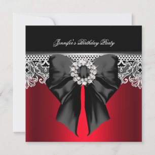 Invitation Image de dentelle de diamants rouges Fête d'annive