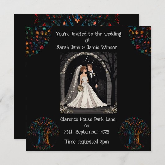 Invitation Image de dessin d'Invitation personnalisé mariage (Devant / Derrière)