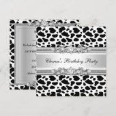 Invitation Image de diamant à impression de vache pour fête d (Devant / Derrière)