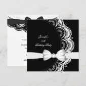Invitation Image de diamant noir et blanc pour fête d'anniver (Devant / Derrière)