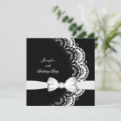 Invitation Image de diamant noir et blanc pour fête d'anniver (Debout devant)
