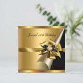 Invitation Image de diamant noir or fête d'anniversaire (Debout devant)