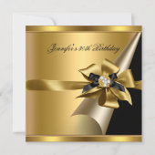Invitation Image de diamant noir or fête d'anniversaire (Devant)