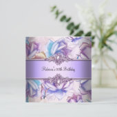 Invitation Image de fête d'anniversaire florale rose violet b (Debout devant)