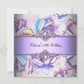 Invitation Image de fête d'anniversaire florale rose violet b (Devant)