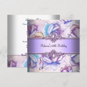 Invitation Image de fête d'anniversaire florale rose violet b