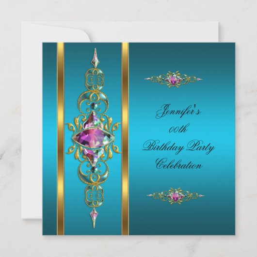 Invitation Image de fête d'anniversaire or rose lilas sarcell (Devant)