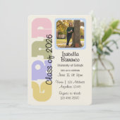 Invitation Image de graduation pastel (Debout devant)