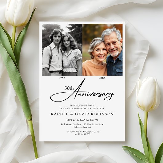 Invitation Image de l'anniversaire de mariage de 50 ans moder