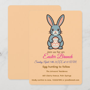 Invitation Image de lapin de Pâques gris