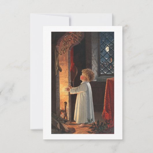 Invitation Image De Noël Représentant Une Cheminée, Des Bas U (Dos)