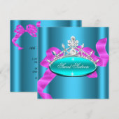 Invitation Image de seize ans avec des diamants bleus sarcell (Devant / Derrière)