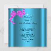 Invitation Image de seize ans doux seize ans bleu sarcelle ro (Dos)