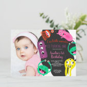 Invitation Image des mignons monstres 1er anniversaire photo (Debout devant)