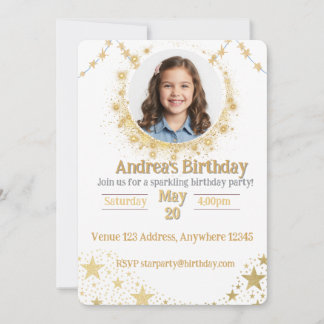 Invitation Image d'étoile scintillante dorée pour anniversair
