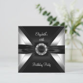 Invitation Image diamant 30e anniversaire noir blanc argent (Debout devant)