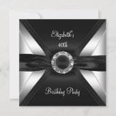 Invitation Image diamant 30e anniversaire noir blanc argent (Devant)