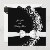 Invitation Image Diamant blanc noir de fête d'anniversaire (Devant / Derrière)