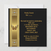 Invitation Image Papillon Noir Or Léopard Fête d'Anniversaire (Dos)