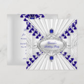Invitation Images de perles de diamant blanc bleu royal pour  (Devant / Derrière)