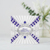 Invitation Images de perles de diamant blanc bleu royal pour  (Debout devant)