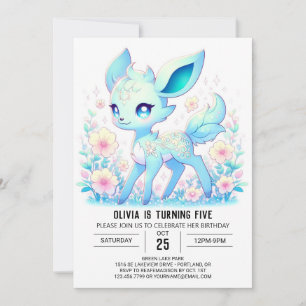 Invitation Imaginaire Adorable Cerf Digital Anniversaire