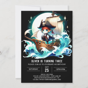 Invitation Imaginaire Adorable Pirate Anniversaire