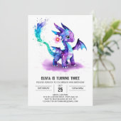 Invitation Imaginaire aquarelle Dragon Digital Girl Anniversa (Debout devant)