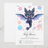Invitation Imaginaire Baby shower Dragon doux (Devant / Derrière)