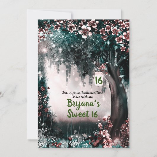 Invitation Imaginaire Bois Enchantée Blush Forest Sweet 16 (Devant)