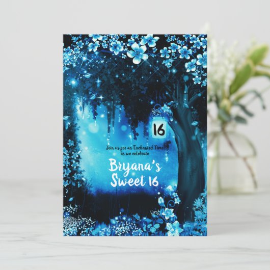 Invitation Imaginaire Bois Enchantée Forêt Bleue Douce 16 (Debout devant)