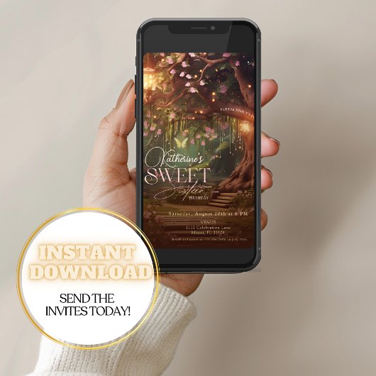 Invitation Imaginaire Bois Enchantée Forêt Glow Sweet 16