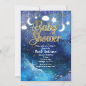Invitation Imaginaire céleste Gold Stars & Baby shower lumine (Devant)