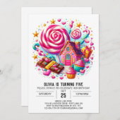 Invitation Imaginaire Chocolat Candyland Digital Anniversaire (Devant / Derrière)