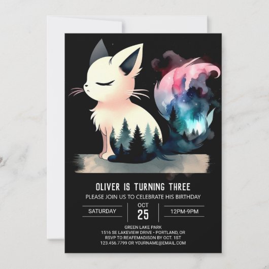 Invitation Imaginaire Custom Chat Anniversaire (Devant)