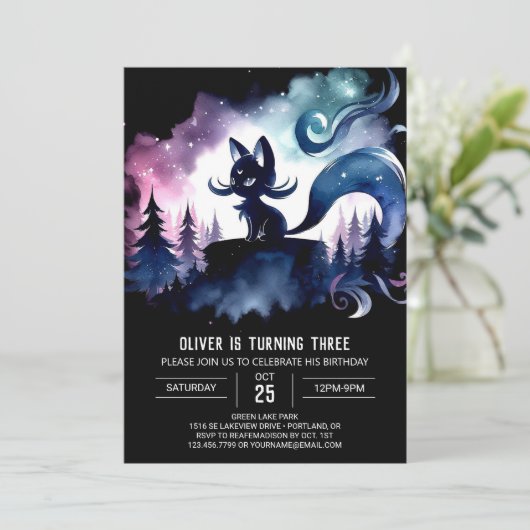 Invitation Imaginaire Cute Chat Anniversaire (Debout devant)