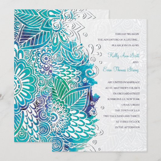 Invitation Imaginaire d'aquarelle (Devant / Derrière)