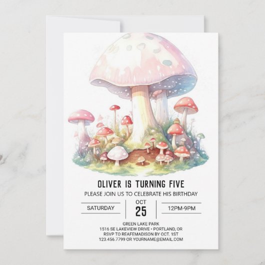 Invitation Imaginaire de champignons enchantés Anniversaire (Devant)