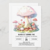 Invitation Imaginaire de champignons enchantés Anniversaire (Devant / Derrière)