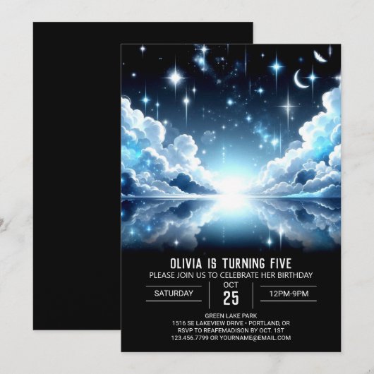 Invitation Imaginaire de l'espace Céleste numérique anniversa (Devant / Derrière)